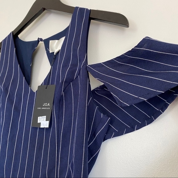 Nwt J.O.A. Pinstripe Cold Shoulder Dress XS - Picture 8 of 11